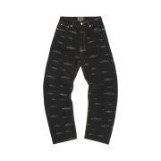 Corteiz Alcatraz Pattern Denim Jeans Black