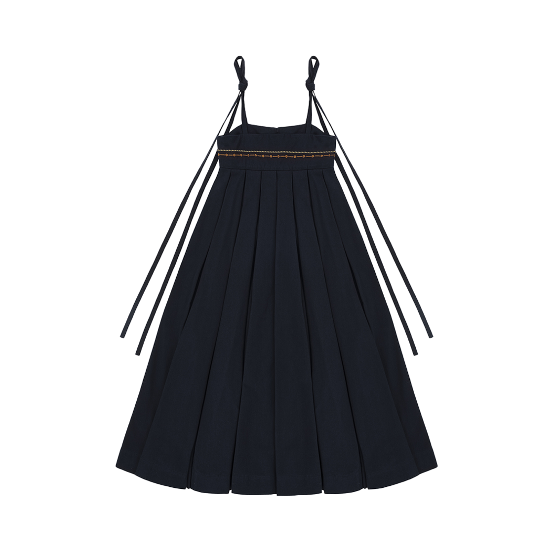 플레따 자수 오버롤 플리츠 스커트 네이비(FLETTA Embroidery Overall Pleats Skirt Navy)