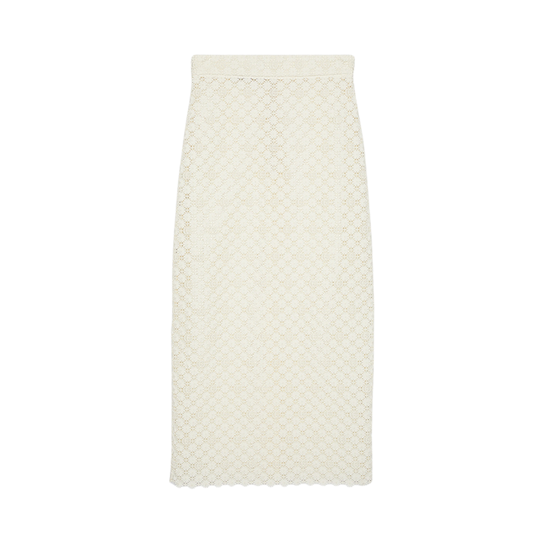 (W) 구찌 더블 G 플라워 레이스 스커트 아이보리