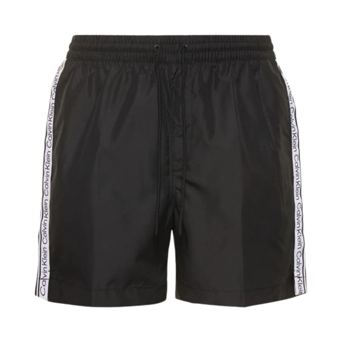 캘빈 클라인 로고 테이프 미디움 드로우스트링 스윔 쇼츠 블랙(Calvin Klein Logo Tape Medium Drawstring Swim Shorts Black)