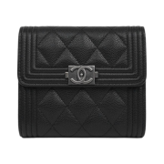 Chanel Boy Chanel Small Flap Wallet Grained Calfskin & Ruthenium Black