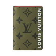 Louis Vuitton Pocket Organizer Khaki Green Vermillion Red