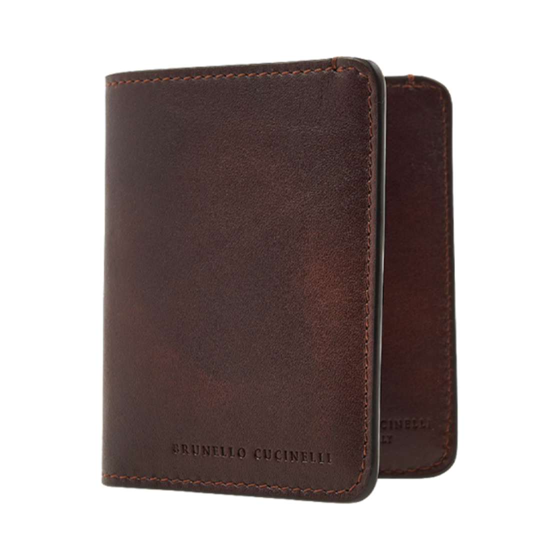 MWCIU360-C8457 Brunello Cucinelli Logo Deboss Card Case Brown