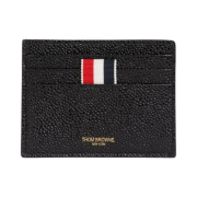 Thom Browne Pebble Grain Leather Debossed 4-Bar Note Compartment Card Holder Black