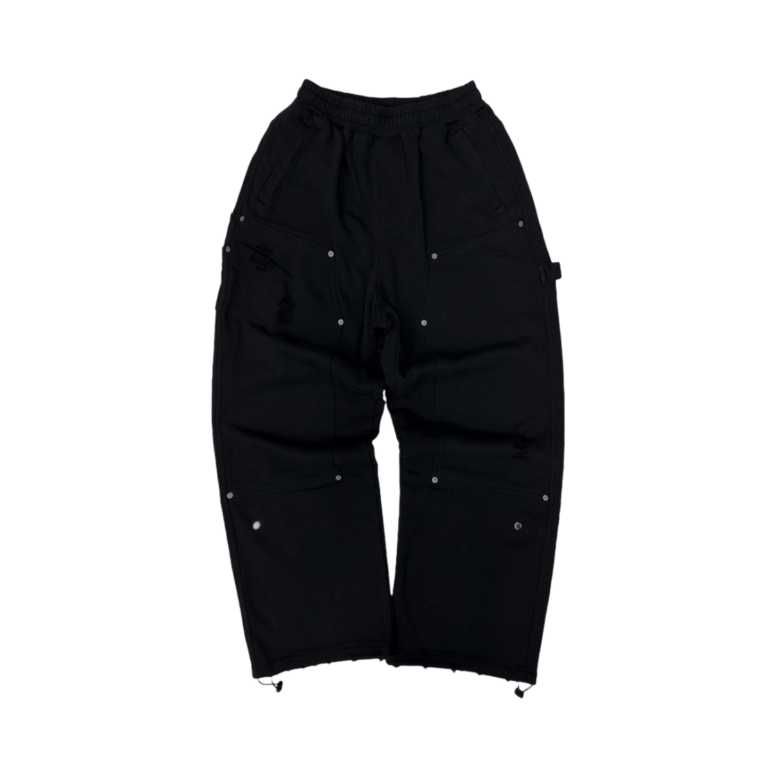 플레이버리즘 디스트로이드 카펜터 와이드 스웻 팬츠 블랙(Flavorism Destroyed Carpanter Wide Sweat Pants Black)