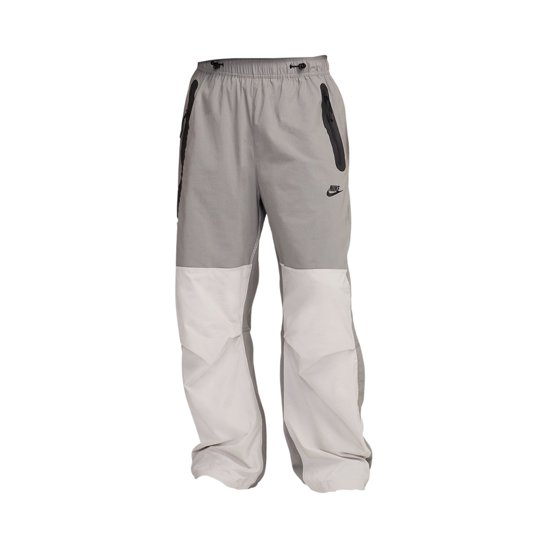 나이키 테크 우븐 오픈 헴 팬츠 플랫 퓨터 라이트 아이언 오어 - 아시아(Nike Tech Woven Open Hem Pants Flat Pewter Light Iron Ore - Asia)