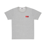 (W) Play Comme des Garcons Double Heart T-Shirt Grey