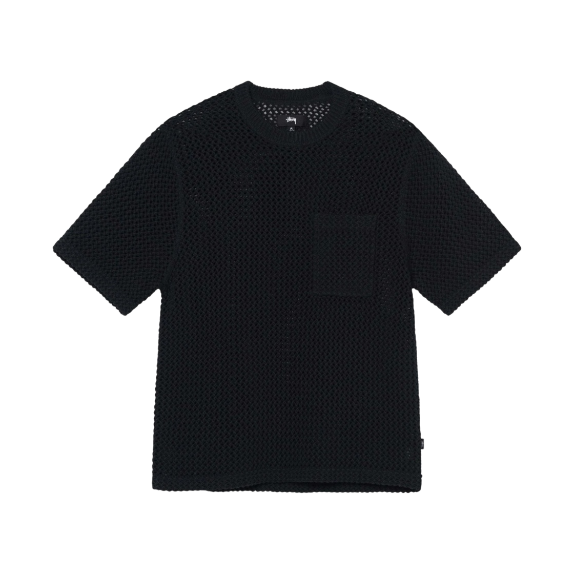1140297 Stussy Overdyed Mesh Crew Black