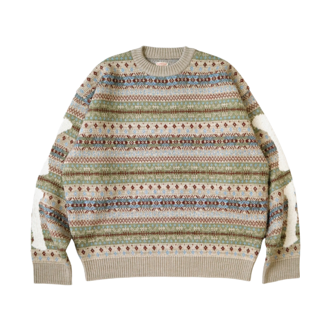 캐피탈 7G 울 페어 아일 본 크루넥 스웨터 색소폰(Kapital 7G Wool Fair Isle Bone Crewneck Sweater Saxophone) - 2