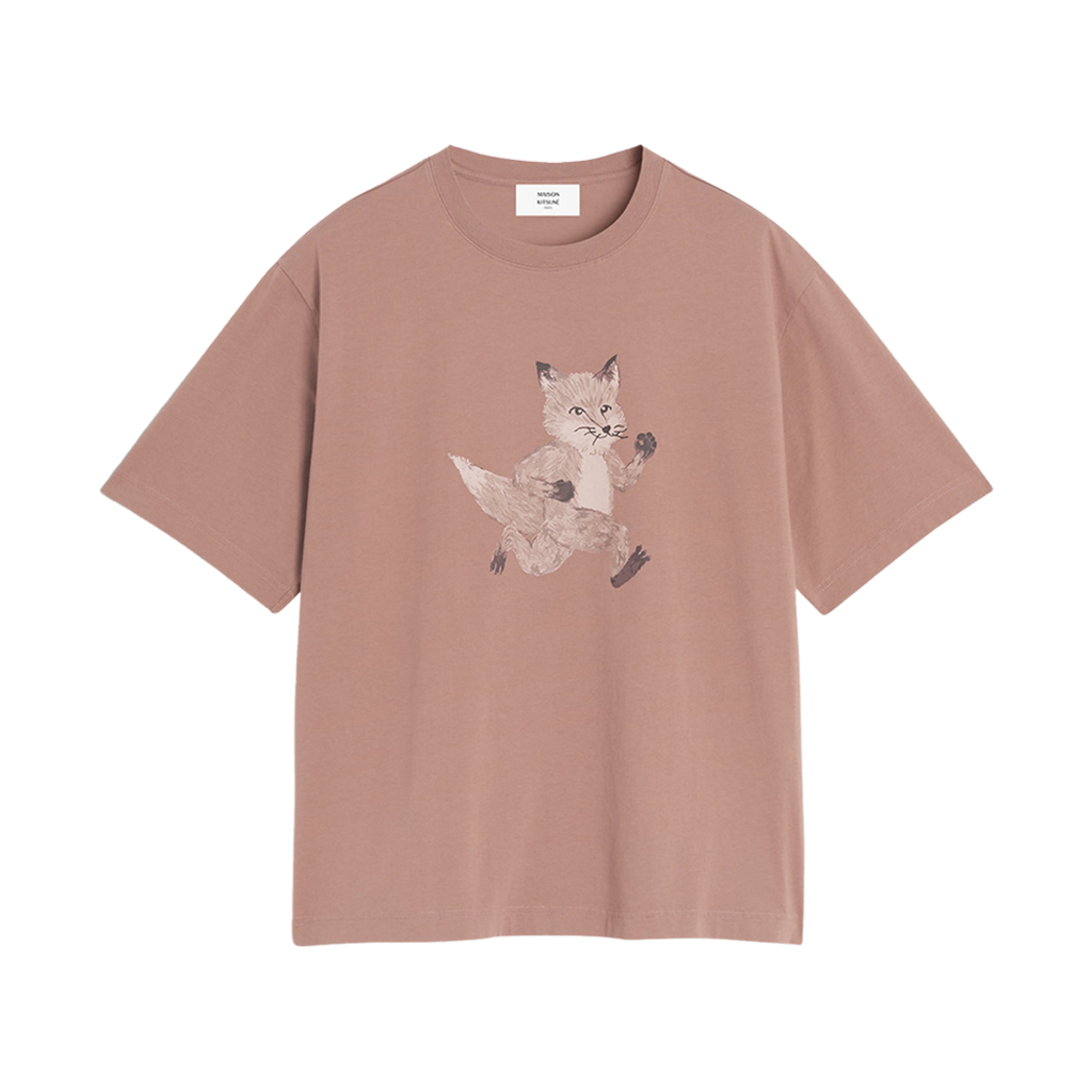 OM00109KJ0008-0112 Maison Kitsune Speedy Fox Print Oversize T-Shirt Brunette