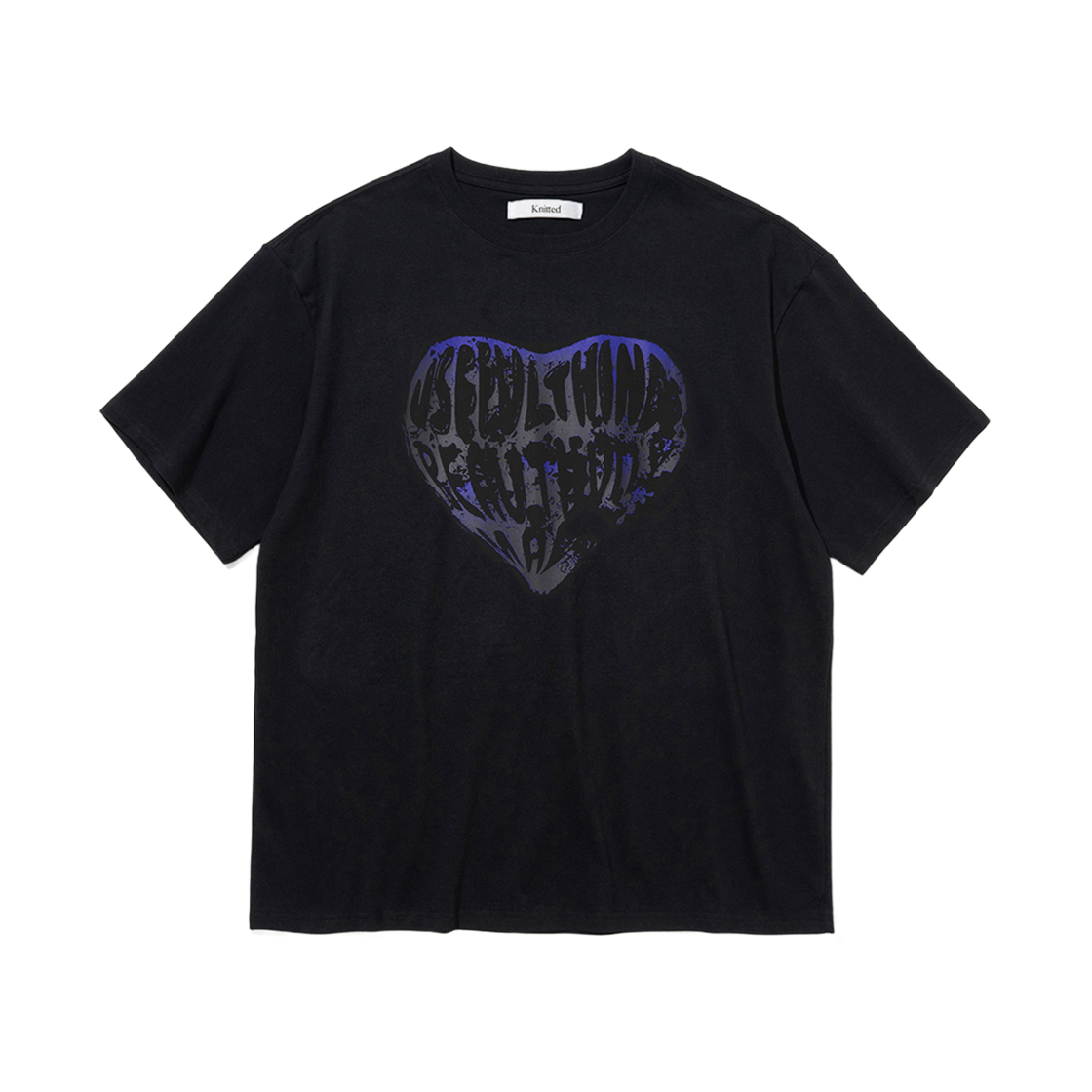 니티드 빈티지 하트 티셔츠 블랙-블루