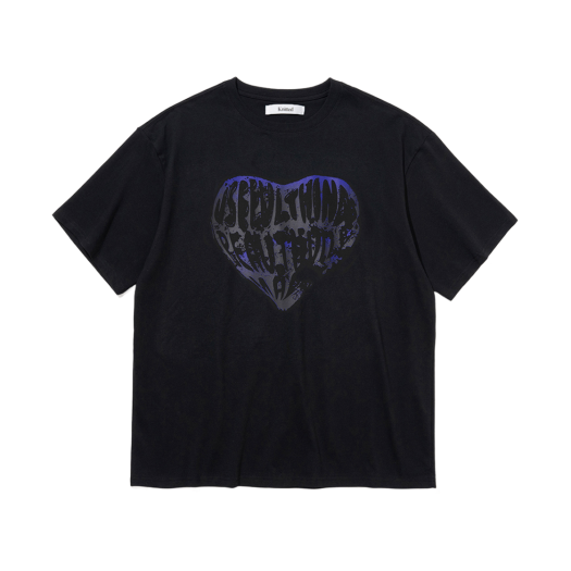 K23SSUT06BKBL Knitted Vintage Heart T-Shirt Black-Blue