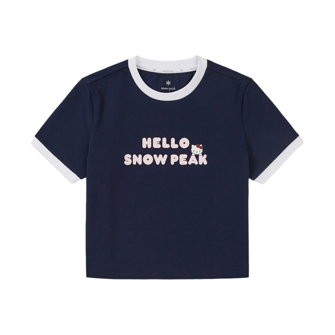 S25MWFTS81NY (W) Snow Peak x Hello Kitty Ringer Short Sleeve T-Shirt Navy