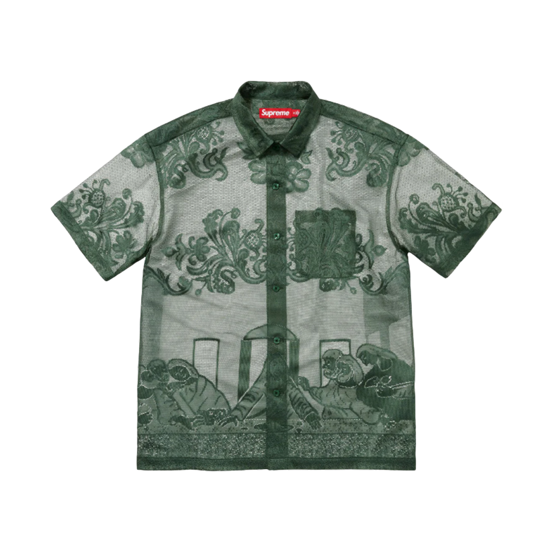 - Supreme Last Supper Lace S/S Shirt Dark Green - 25SS