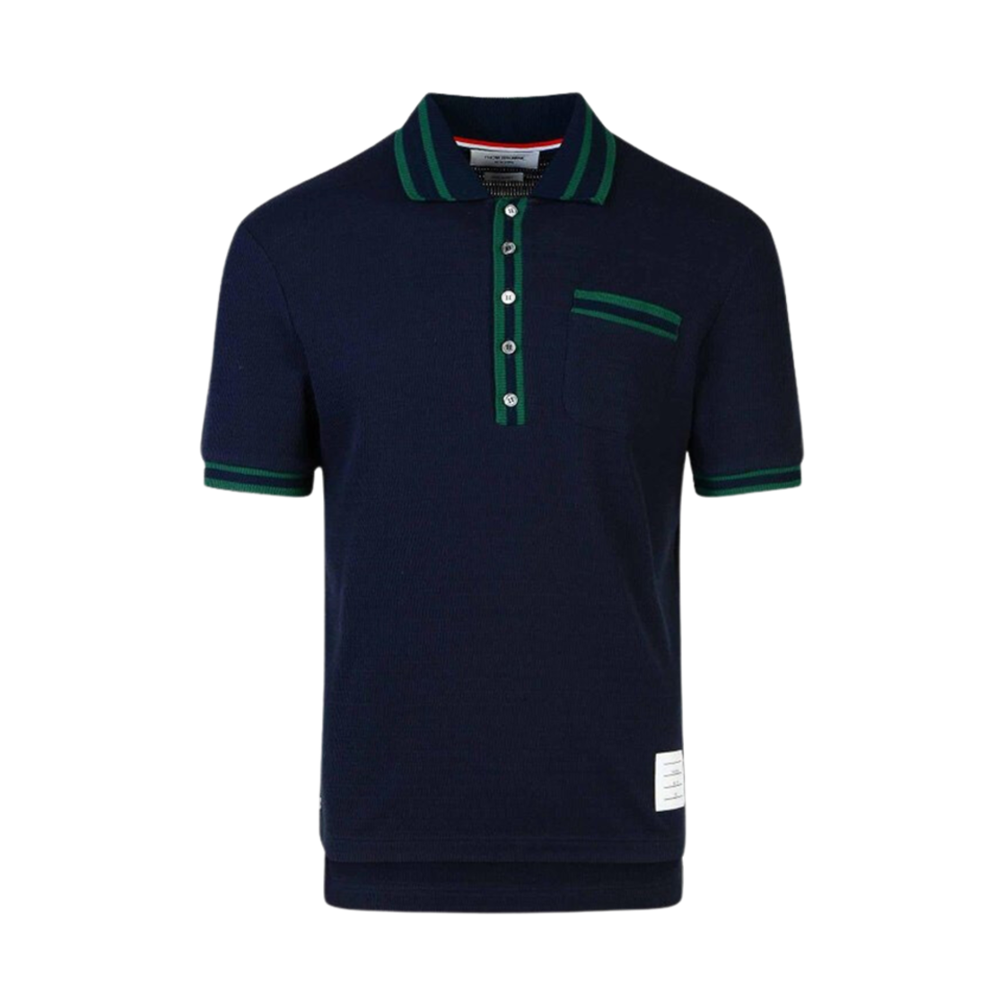 MJP201A-J0153-415 Thom Browne Textured Tipped Polo Navy