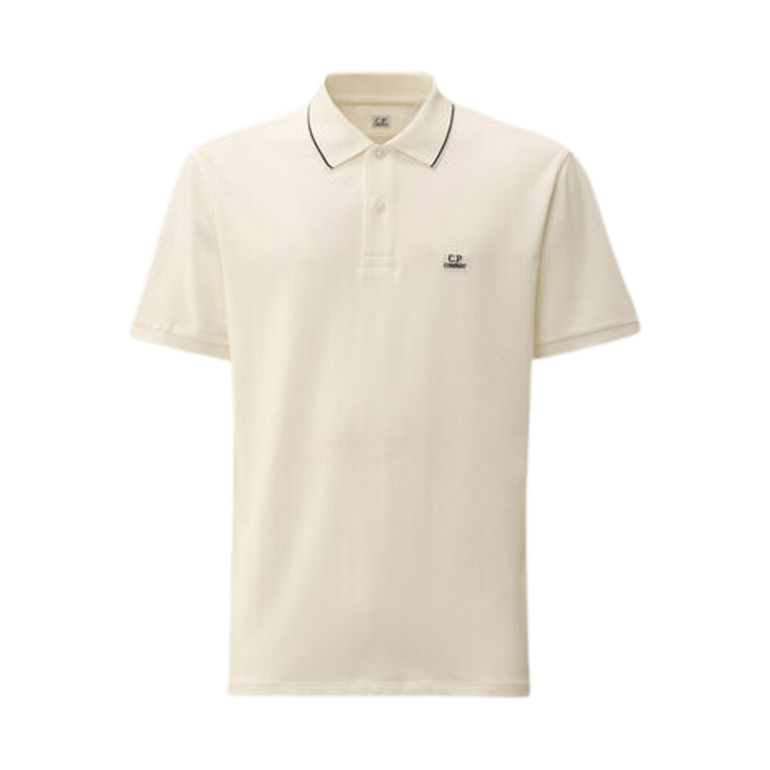 17CMPL097A005263W103 C.P. Company Stretch Piquet Striped Collar Polo Shirt Gauze White  - 24FW