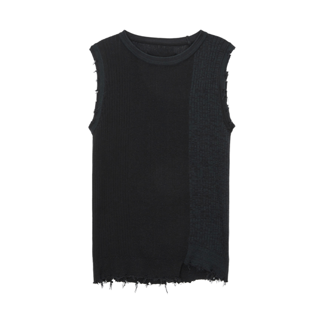 MK2334KV006M0BB (W) Matin Kim Damage Sleeveless Knit Top Black