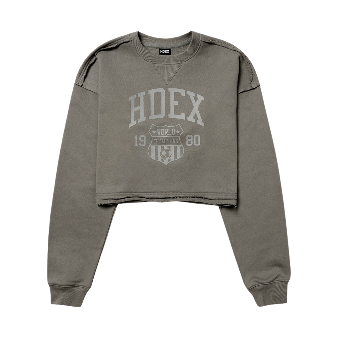 HD23FMT02W01_taupe HDEX Womens Football Club Raw-Edge Sweatshirt Taupe