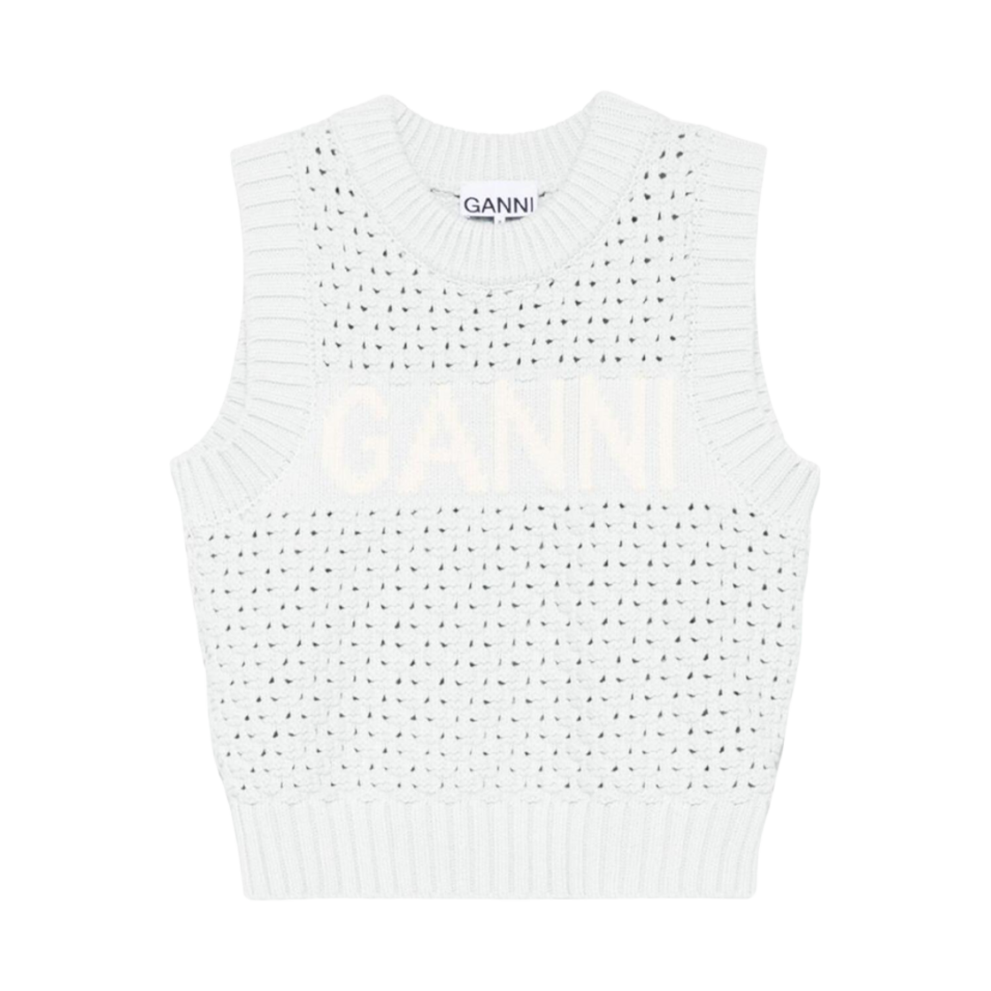 (W) 가니 로고 코튼 베스트 일루젼 블루