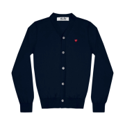 Play Comme des Garcons Little Red Heart Cotton Cardigan Navy