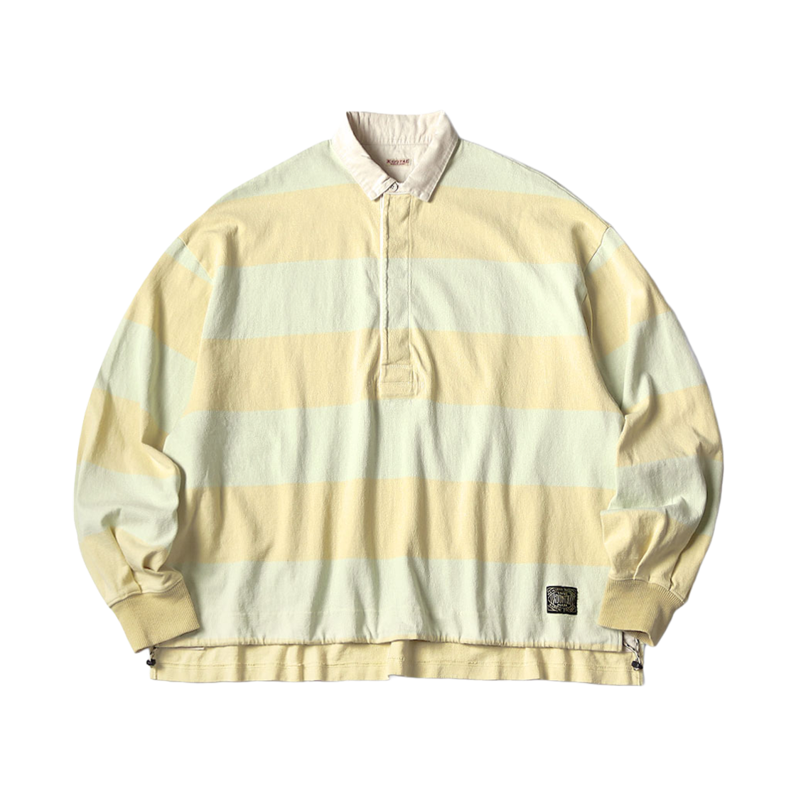 캐피탈 제일 보더 저지 빅 럭비 셔츠 옐로우 그린(Kapital Jail Border Jersey Big Rugby Shirt Yellow Green) - 1