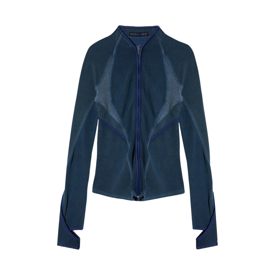 (W) 혜인 서 슬래쉬 집 탑 다크 그레이((W) Hyein Seo Slashed Zip Top Dark Grey)