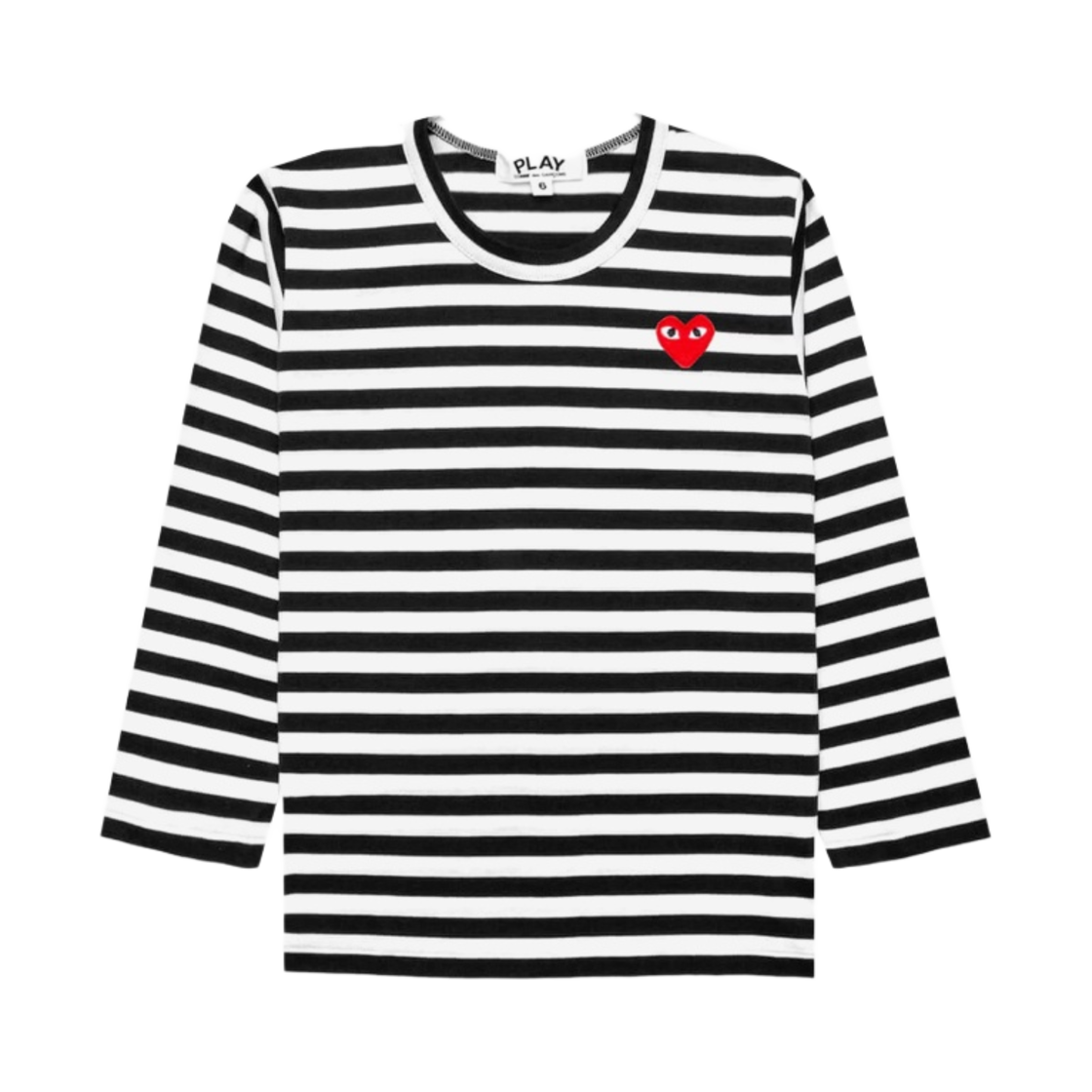 (키즈) 플레이 꼼데가르송 스트라이프 롱슬리브 티셔츠 블랙 화이트((Kids) Play Comme Des Garcons Striped LS T-Shirt Black White) - 1