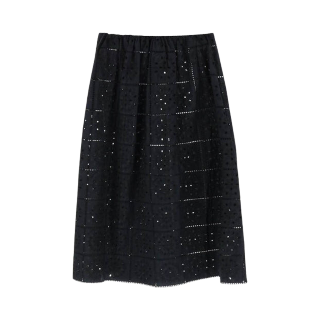 (W) 가니 브로더리 앙글레즈 스커트 블랙((W) Ganni Broderie Anglaise Skirt Black)