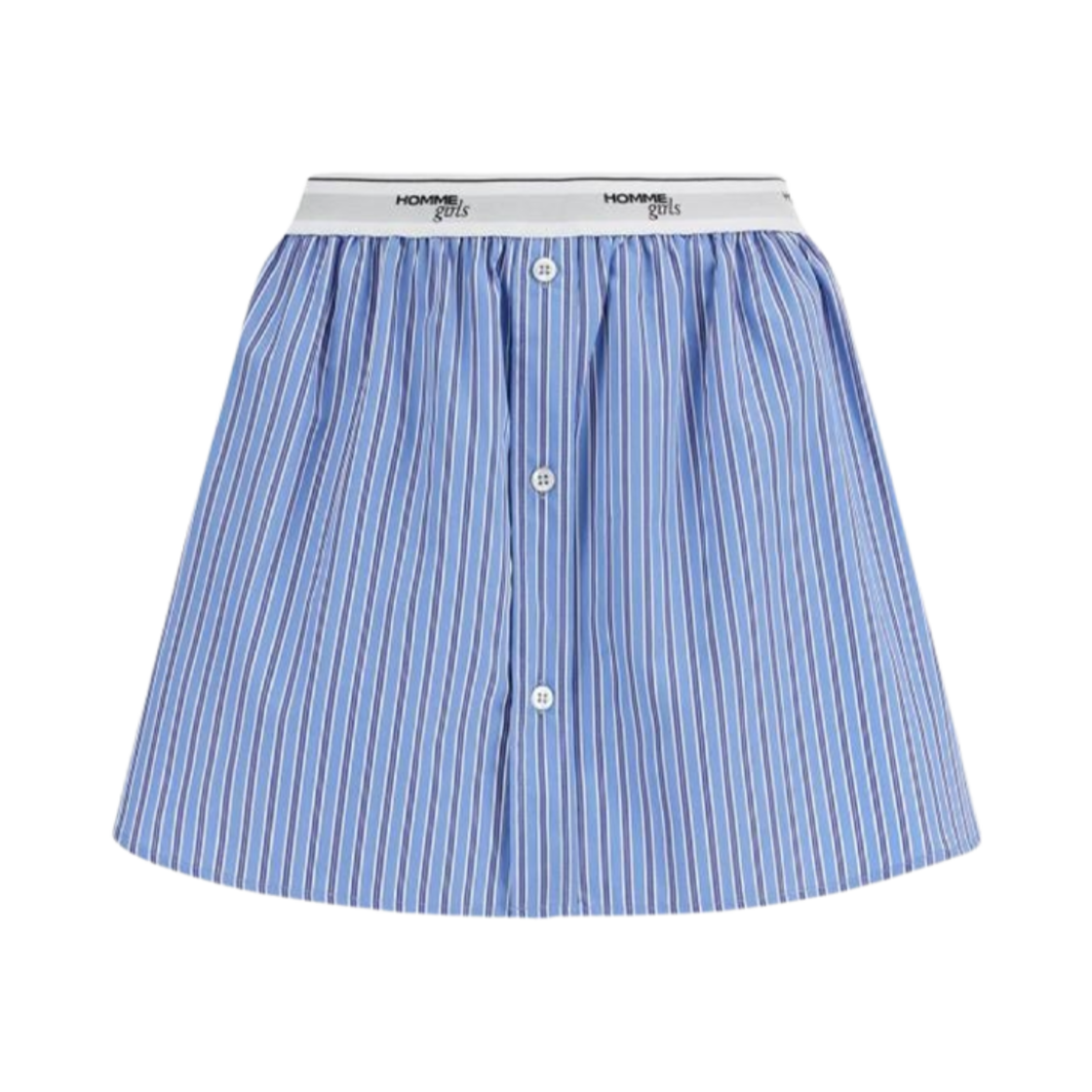(W) 옴므걸스 셔츠 테일 미니 스커트 블루 스트라이프((W) Homme Girls Shirt Tail Mini Skirt Blue Stripe)