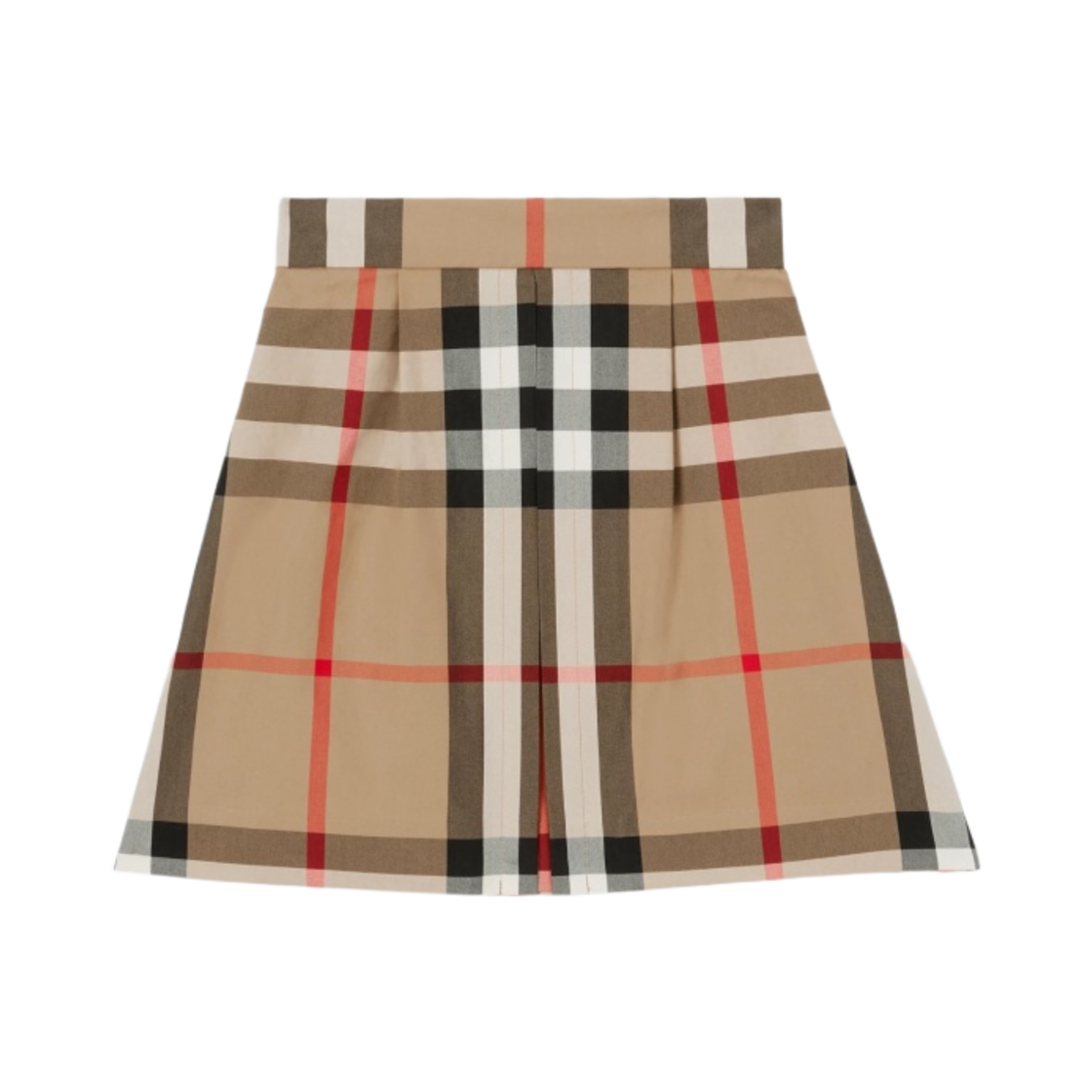 (키즈) 버버리 이그재저레이트 체크 플리츠 코튼 스커트 아카이브 베이지((Kids) Burberry Exaggerated Check Pleated Cotton Skirt Archive Beige) - 1