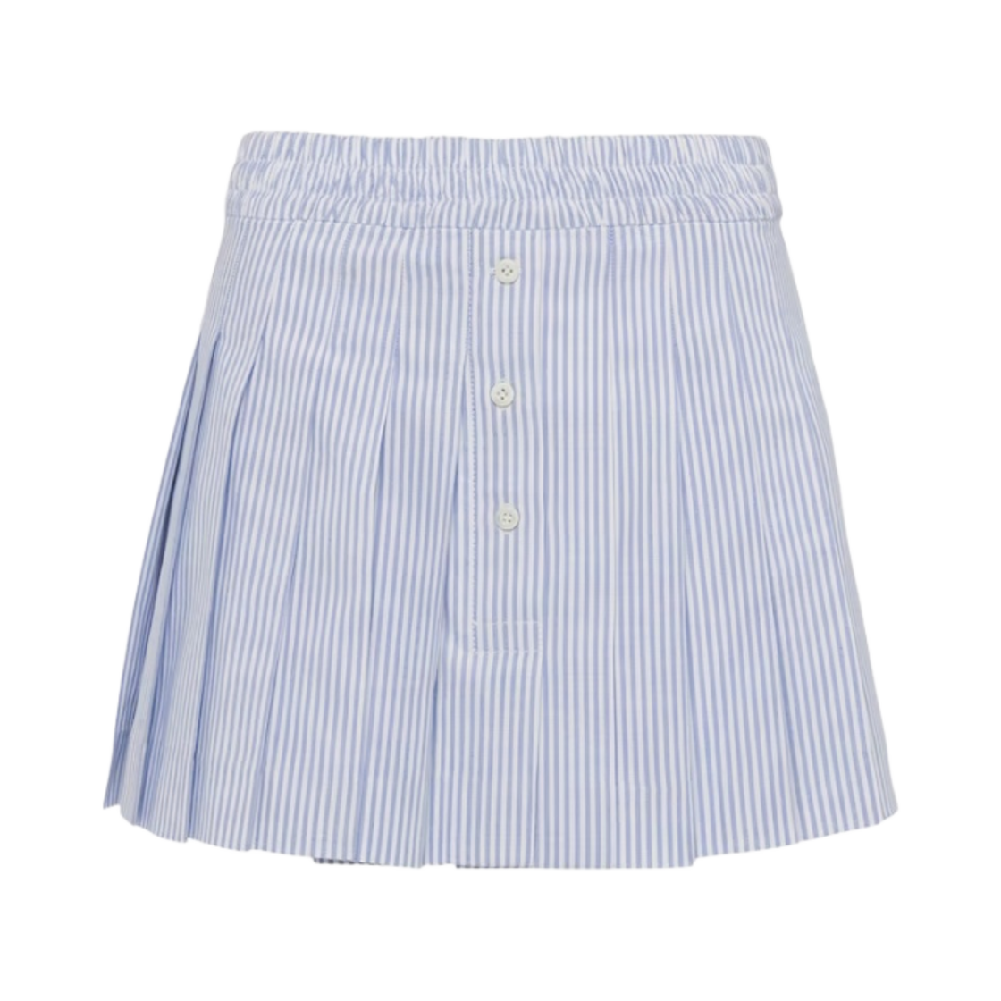 (W) 프라다 옥스포드 코튼 플리티드 미니스커트 화이트 브라이트 블루((W) Prada Oxford Cotton Pleated Miniskirt White Bright Blue) - 1