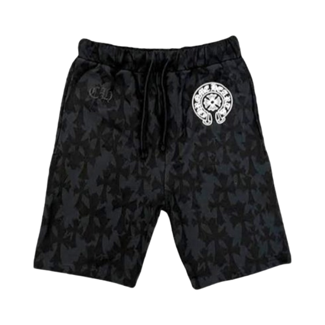 - Chrome Hearts Cemetery Print Horseshoe Sweatshorts Black
