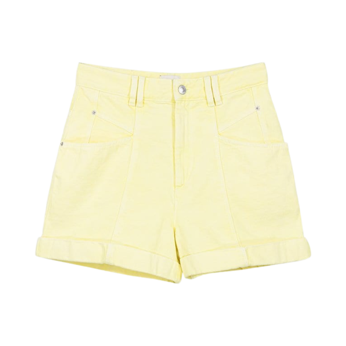 SH0024FA-A1H23I-10LY (W) Isabel Marant Vetanio High Waisted Denim Shorts Light Yellow - 23SS