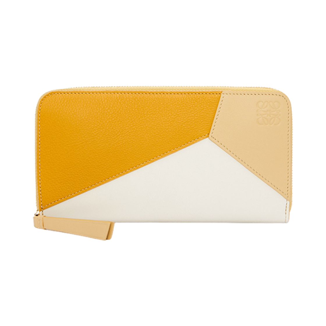 로에베 퍼즐 집 어라운드 월렛 인 클래식 카프스킨 선플라워 소프트 화이트 다크 벗(Loewe Puzzle Zip Around Wallet in Classic Calfskin Sunflower Soft White Dark But)