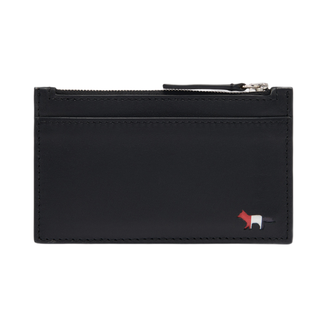 JU05332LC0031-P199 Maison Kitsune Tricolor Fox Long Zipped Card Holder Black