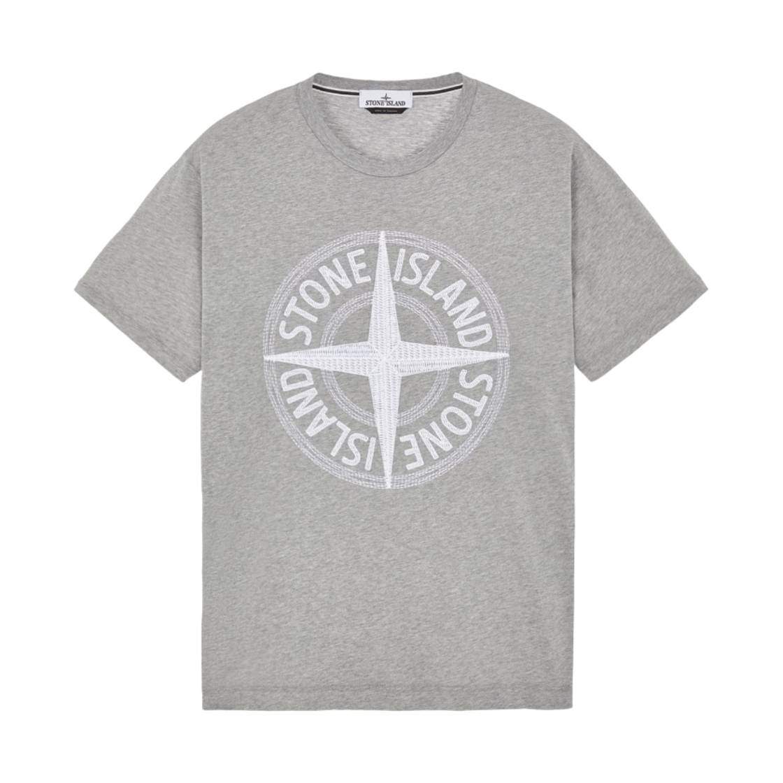 스톤 아일랜드 21580 스티치 쓰리 자수 숏슬리브 티셔츠 더스트 멜란지 - 23SS(Stone Island 21580 Stitches Three Embroidery Short Sleeve T-Shirt Dust Melange - 23SS) - 1