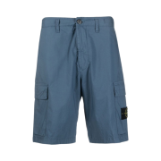 Stone Island L0803 Stretch Cotton Canvas Garment Dyed Cargo Bermuda Shorts Avio Blue - 23SS