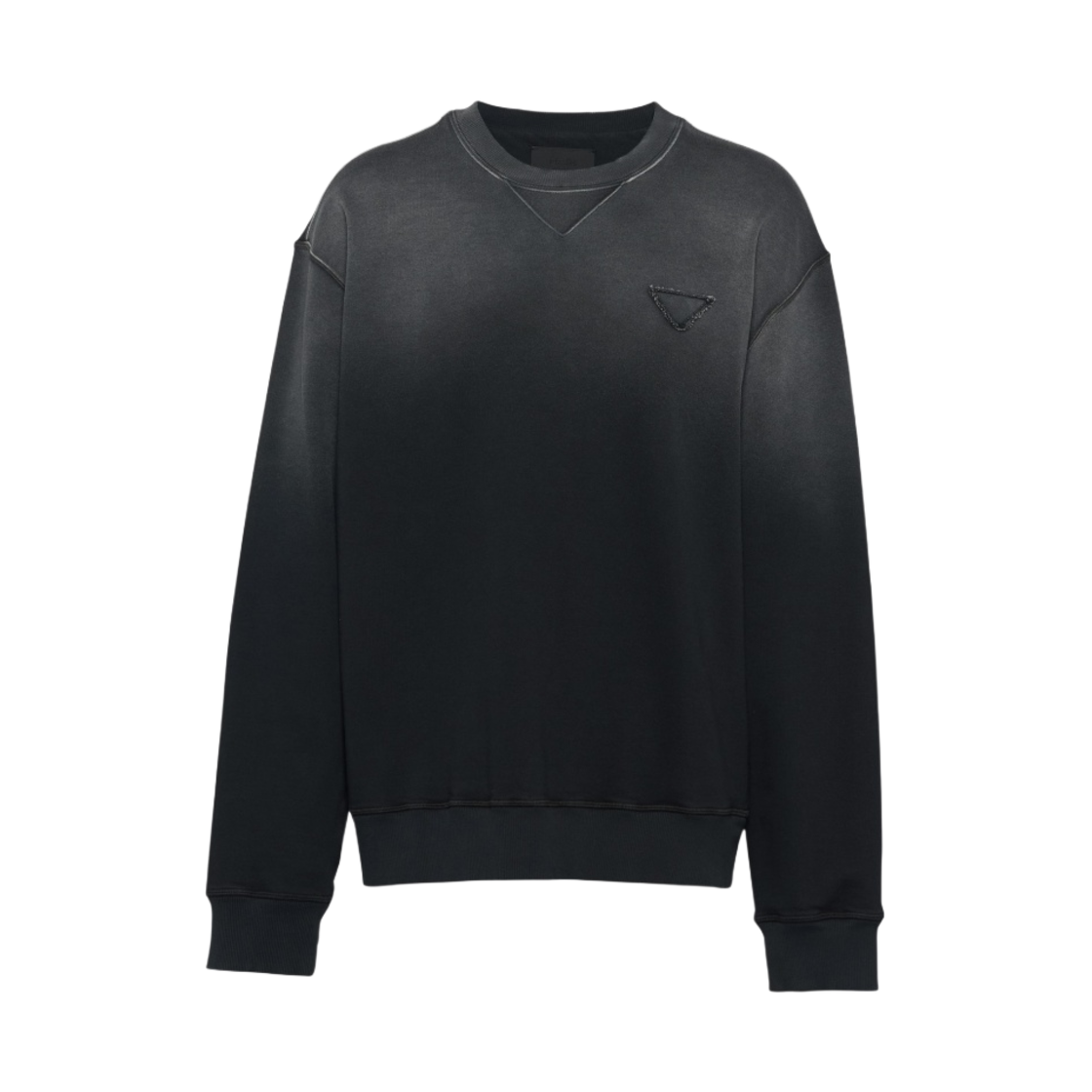 프라다 오버사이즈 가먼트 다이 코튼 스웨트셔츠 블랙(Prada Oversized Garment-Dyed Cotton Sweatshirt Black) - 1