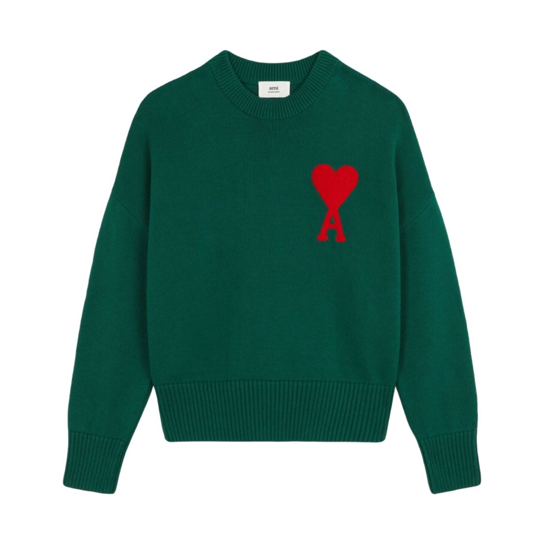 아미 빅 하트 로고 오버사이즈 스웨터 그린 - 21FW