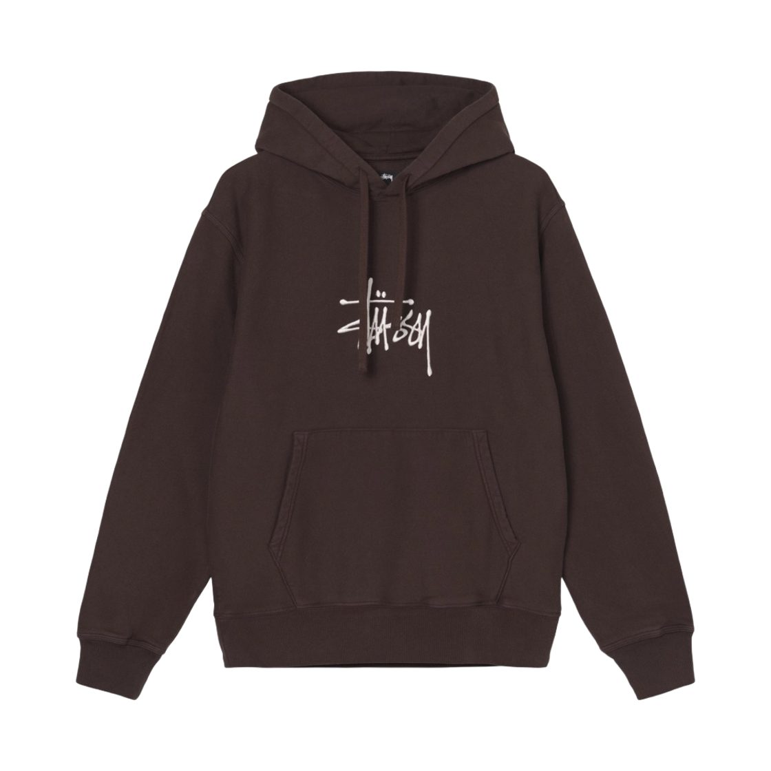 스투시 베이직 자수 후드 브라운