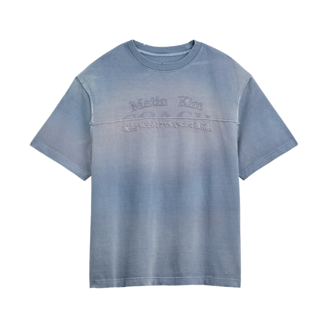 (W) 코치 x 마뗑킴 라지 핏 티셔츠 스모크 블루((W) Coach x Matin Kim Large Fit T-Shirt Smoke Blue)