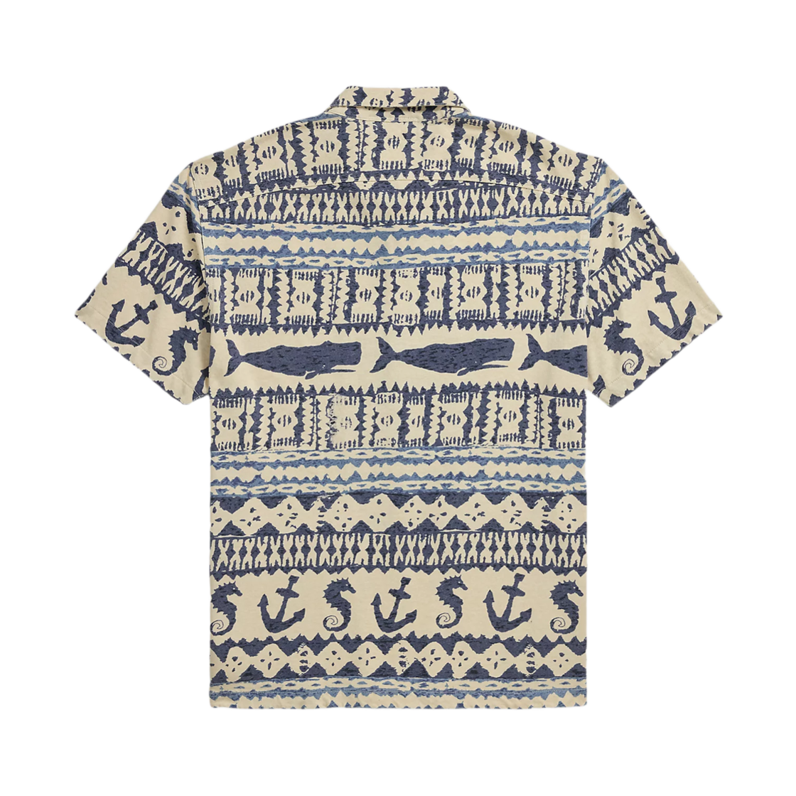 더블알엘 노티컬 프린트 저지 캠프 셔츠 크림 네이비 멀티(Double RL Nautical Print Jersey Camp Shirt Cream Navy Multi) - 2