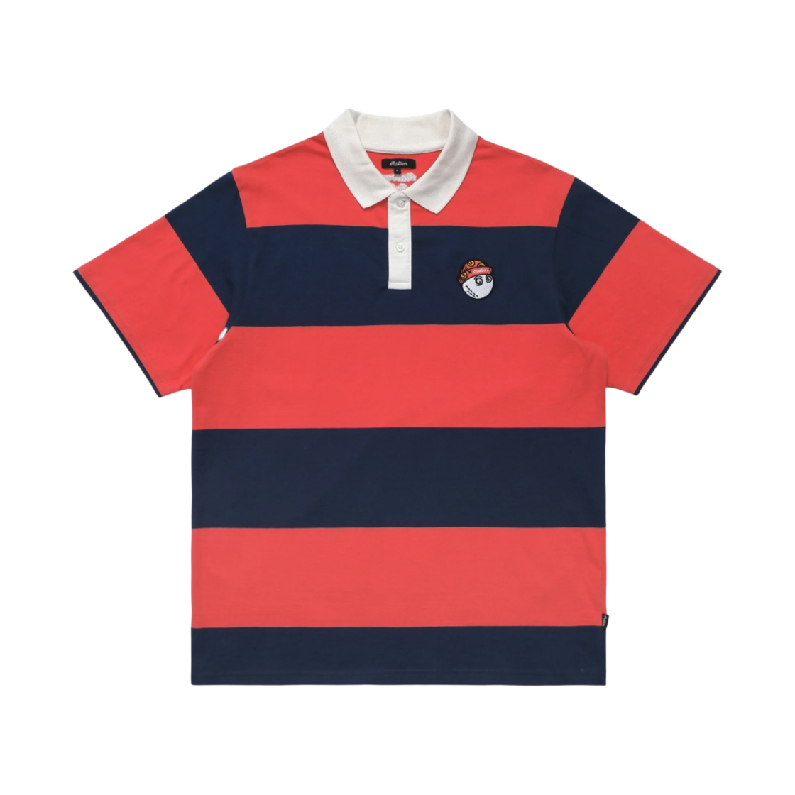 말본 골프 위즈 스트라이프 폴로 네이비 코랄(Malbon Golf Wiz Striped Polo Navy Coral) - 1