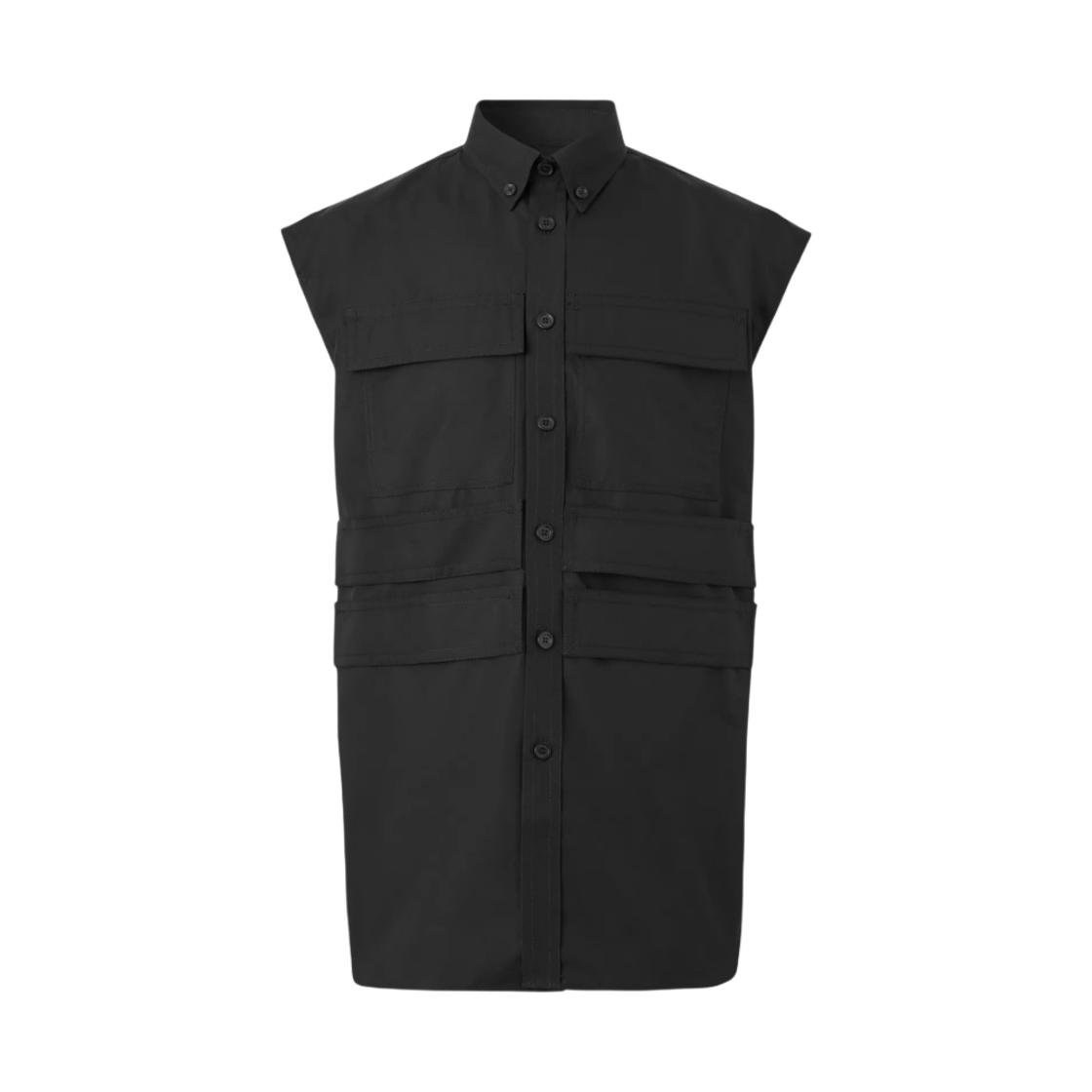 버버리 패널 디테일 슬리브리스 코튼 포플린 셔츠 블랙(Burberry Panel Detail Sleeveless Cotton Poplin Shirt Black) - 1