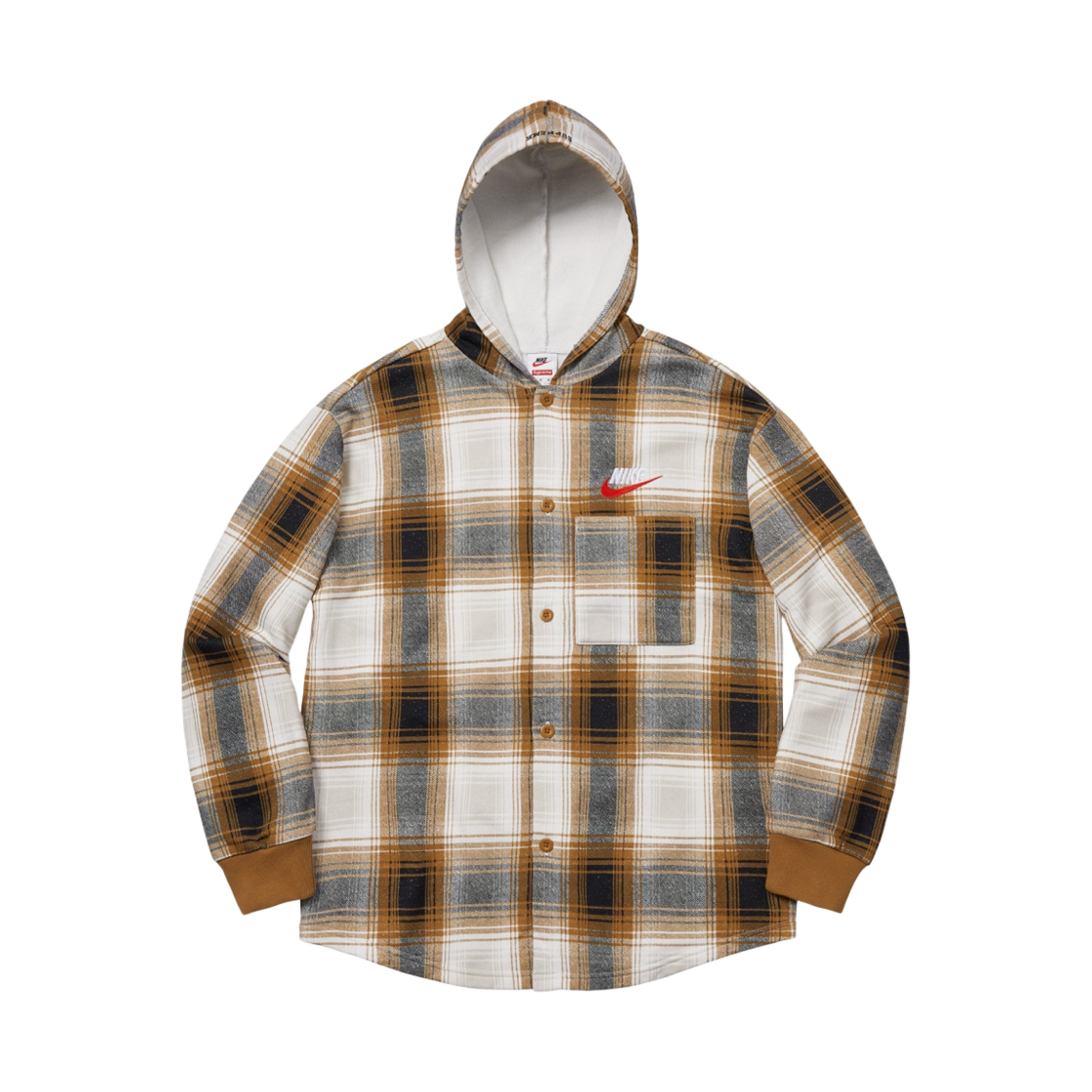 슈프림 x 나이키 플래드 후드 스웨트셔츠 머스타드 - 18FW(Supreme x Nike Plaid Hooded Sweatshirt Mustard - 18FW) - 1