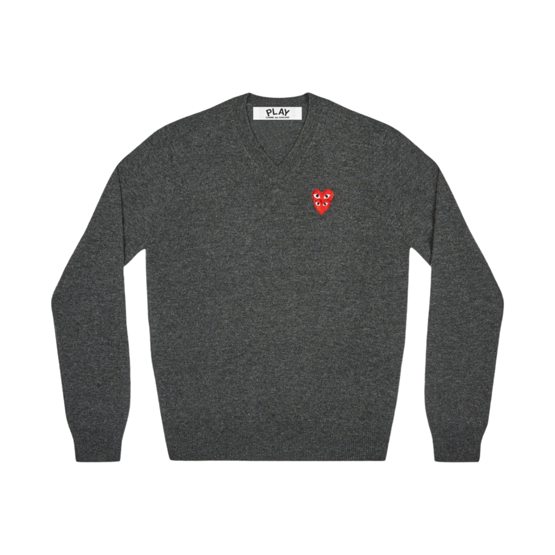 플레이 꼼데가르송 더블 아이 브이넥 스웨터 그레이
