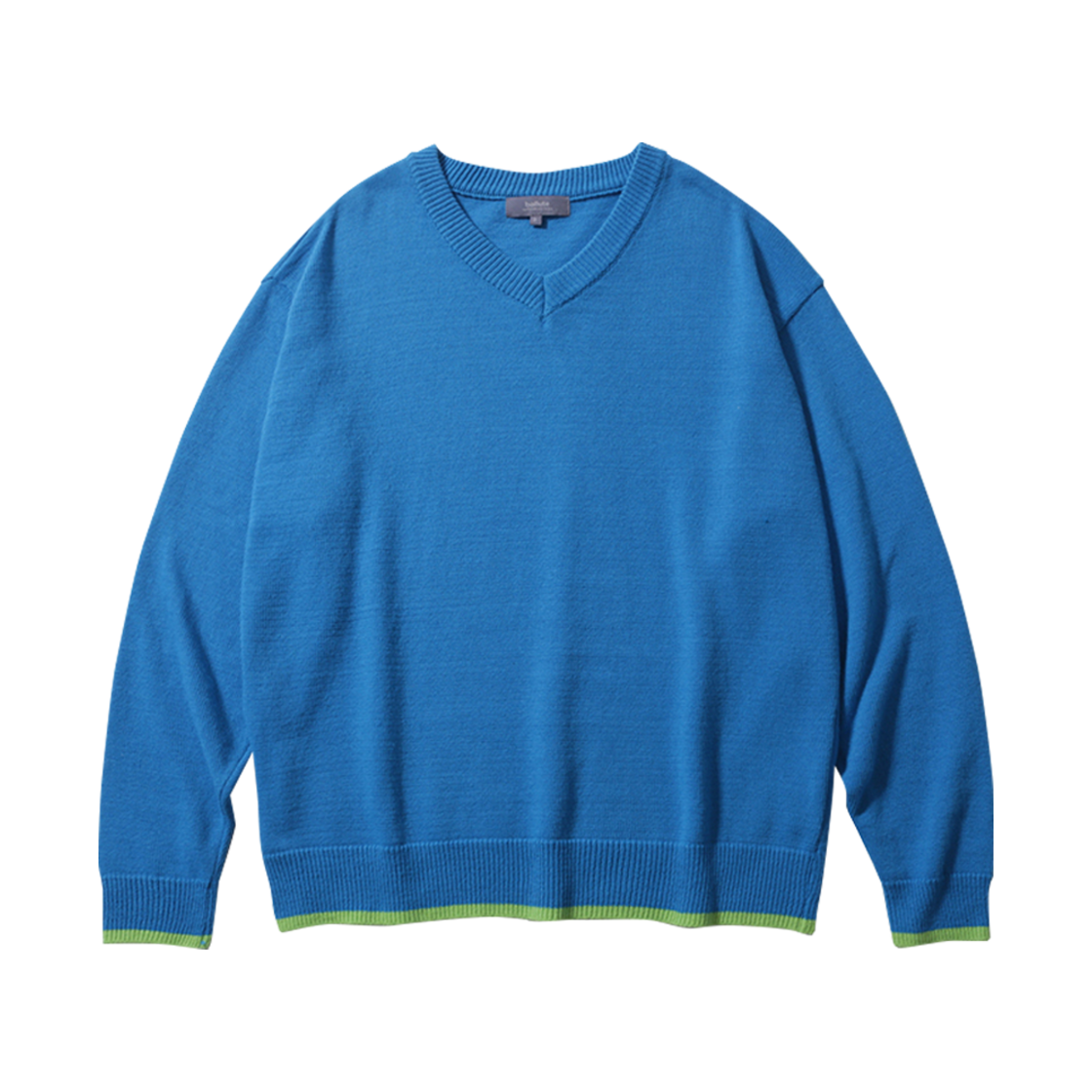 발루트 메리노 울 컬러 믹스드 브이넥 니트 트로피칼 블루 라임