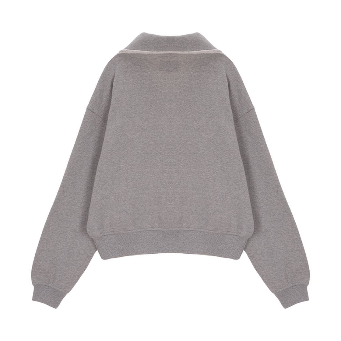 W) 마뗑킴 커티드 로고 하프 집 스웨트셔츠 그레이 | Matin Kim