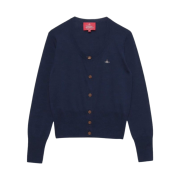 (W) Vivienne Westwood Red Label Fine Wool Basic Round Collar Cardigan Navy