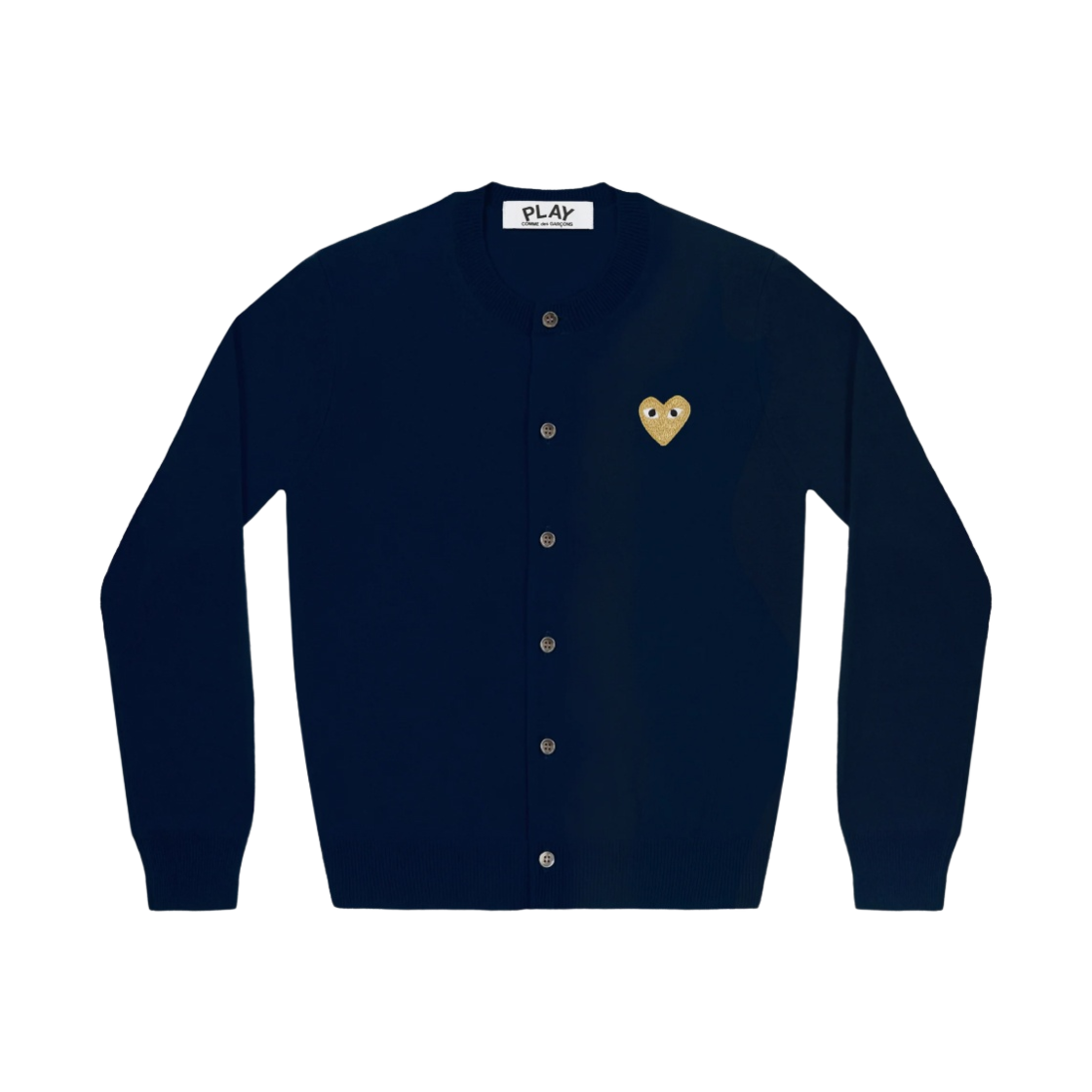 AX-N049-051-2 Play Comme des Garcons Gold Heart Knit Cardigan Navy